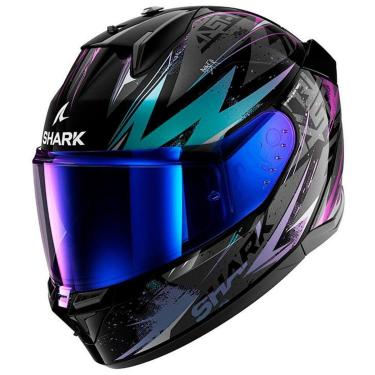 Imagem de CAPACETE SHARK D-SKWAL 3 BLAST-R PRETO AZUL BRILHO-Unissex