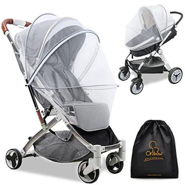 Imagem de Orzbow Rede mosquiteira para carrinho de bebê | Rede universal para bebês, assentos de carro, berço, berços, mini berços, capa de mosquito respirável e dobrável com bolsa de viagem, essencial de verão