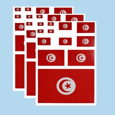 Imagem de Ruoming Ruoming Conjunto de adesivos de bandeira nacional de 3 peças, vários tamanhos, 3 folhas (Tunísia)