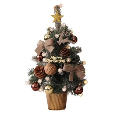 Imagem de Árvore de Natal artificial, árvore de Natal de 45,7 cm, enfeites de mesa para árvores de Natal, árvore de Natal artificial de mesa, decoração de árvore de Natal iluminada para quartos