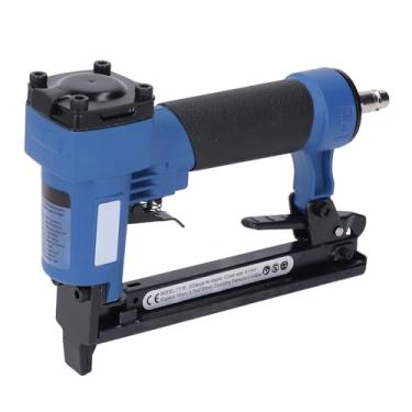 Imagem de Pregador pneumático, pressão de trabalho de 3,5 a 8 bar, pistola de pregos pneumática para acabamento com estojo de transporte, eficiente e estável, profissional