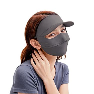 Imagem de Capa facial feminina anti-UV FPS 50+, máscara facial de aba larga respirável protetor solar esportivo cobertura facial SLN4M237T cinza escuro