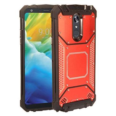 Imagem de Z-GEN - Para LG Stylo 5 (2019), Stylo 5X, Stylo5+ Plus, LM-Q720, LM-L722DL - Capa de telefone híbrida de metal de alumínio + protetor de tela de vidro temperado - ZY1 vermelho