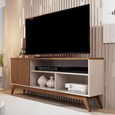 Imagem de Rack Para TV até 55 Polegadas Pés em Madeira Maciça Retrô Malbec - Gig