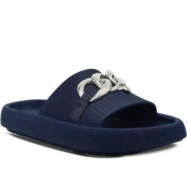 Imagem de Chinelo Estilo Nuvem Nº 25 ao 40 Sandalia Moda Feminina Menina Slide Corrente 12.120 (Azul Marinho, BR, Criança de 9 a 12 anos, Numérico, 34)