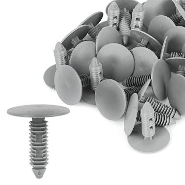 Imagem de X AUTOHAUX 40 peças 8 mm furo Diâmetro rebites de plástico rebites fixação forro de teto cortina painel de acabamento cinza para carro