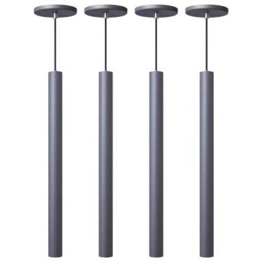 Imagem de Kit 4 Pendente Luminária Tubo Cinza 50 Cm - AZ Casa Decor