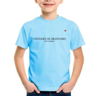 Imagem de Camiseta Infantil Vontades de milionário, bolso de estagiário - Foca n