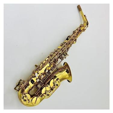 Imagem de Saxofone alto profissional Eb Tune latão dourado lacado saxofone madeira com caixa de sax e acessórios