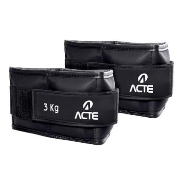 Imagem de Caneleira Acte Profissional Emborrachada de 3kg Preto/branco, Preto, B