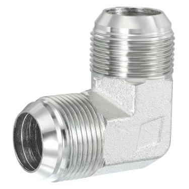 Imagem de PATIKIL Conectores de mamilo redutores hexagonais Adaptador de tubo 1 5/40.6 cm macho 37° Flare JIC x 1 5/40.6 cm BSPT macho 90°, adaptador de bocal redutor de encaixe de tubulação, encaixe hidráulico