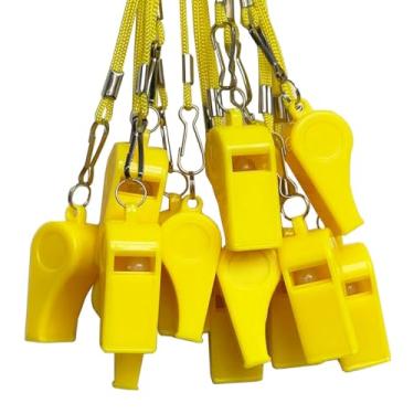 Imagem de DYBADYSA 20 peças apitos altos de plástico amarelo com cordão para árbitro treinadores basquete futebol esporte treinamento jogo evento salva-vidas sobrevivência emergência diversão escola crianças conjunto de ferramentas fornecedores