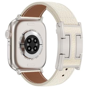 Imagem de CHANCHY Pulseira magnética de couro compatível com Apple Watch Ultra SE séries 10/9/8/7/6/5/4/3/2/1 de 40 mm, 38 mm, 41 mm, 42 mm, 45 mm, 46 mm, 40 mm, 38 mm, 41 mm, 44 mm, 45 mm e 46 mm