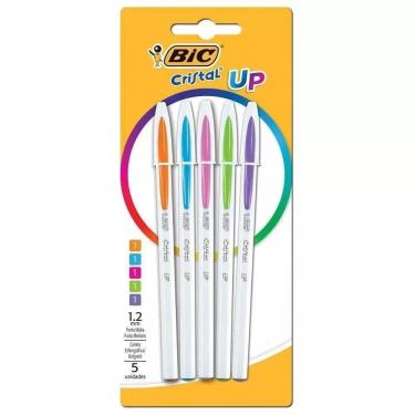 Imagem de Caneta Esferográfica Cristal UP Ponta Média 1,2mm 5 Unidades Bic Cores Sortidas
