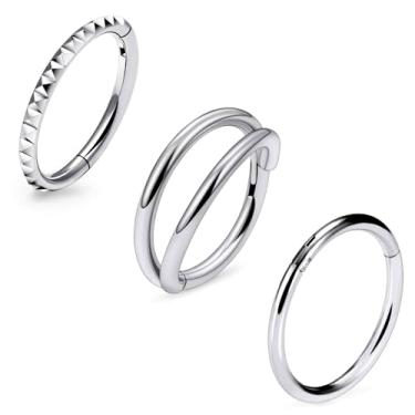 Imagem de Ruifan ASTM F136 Anéis de nariz de titânio para mulheres 20G 18G 16G Clicker Anel de nariz de septo articulado lábio hélice cartilagem argola brinco daith torre concha piercing corporal joias para