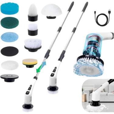 Imagem de Esfregão Elétrico Giratório 9 em 1 Bivolt com tecnologia Sem Fio – Limpeza Pesada Rápida fácil escova removíveis para diferentes superficeis motor potente com rotação giratória