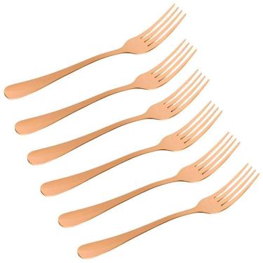 Imagem de Conjunto Garfos 6 Peças Refeição Inox Rose Gold Luxo Rústico