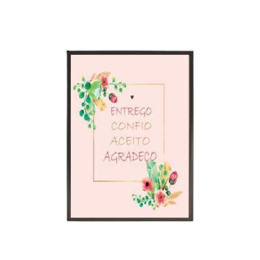 Imagem de Quadro Decorativo Entrego Aceito Confio Rosa 20X30Cm