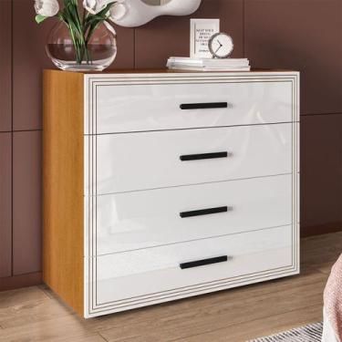 Imagem de Cômoda Valência 4 Gavetas Freijó/Branco - Politorno, Marrom, Moderno