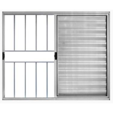 Imagem de Veneziana 3 Folhas de Correr C/Grade Aluminio Brilhante 1.00 X 1.00 Li