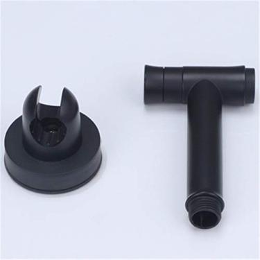 Imagem de CUTPOIY Torneiras bidê latão preto válvula de canto de vaso sanitário frio portátil higiênico lavagem pet pulverizador aerografia torneiras sanitário, estilo 4 (chuveiro e suporte)