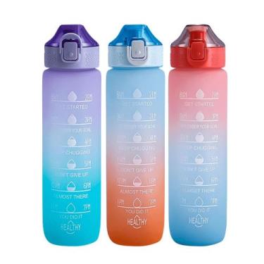 Imagem de Garrafa de Água Colorida com Canudo 900ml - OBA TERMIC