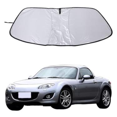 Imagem de Para-brisas de carro Ajuste personalizado compatível com Mazda MX-5 2009-2015 Protetor solar dobrável de poliéster refletivo protetor de viseira de sol de calor, raios UV protetor de viseira solar