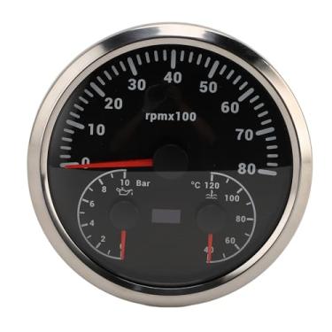 Imagem de Tacomômetro Elétrico Óleo Pressão Medidor de Temperatura, 3 Em 1 8000rpm 0 a 10bar 40 a 120 ℃, 7 Cores Iluminadas, para Caminhão de Iate RV Com Aparência (Moldão de prata de