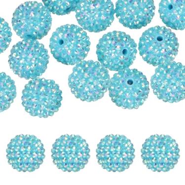 Imagem de PATIKIL Contas de strass de resina de 20 mm para caneta com contas, pacote com 20 bolas de discoteca brilhantes em pedaços redondos de chiclete para chaveiro com contas para fazer joias, artesanato