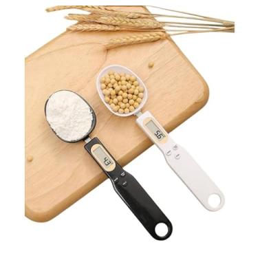 Imagem de Colher de Medição Digital, Balança de Precisão para Cozinha, Preta e Branca