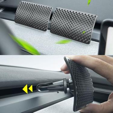 Imagem de Para Tesla Model 3 Y Dashboard Air Spoiler Interior Peças de Reposição Ar Condicionado Para-brisa Saída de Ventilação de Ar Anti-Sopro Direto com Aromaterapia 2 peças (apenas instale o painel)