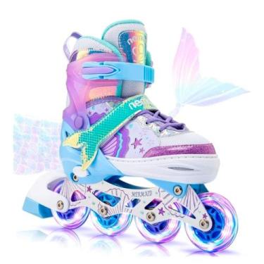 Imagem de Patins Roller Reto De 4 Rodas Infantil Meninos Com Led Patins Inline M