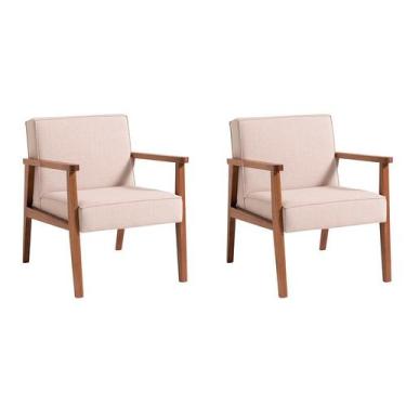 Imagem de Conjunto com 2 Poltronas New Julia Bege e Nogueira - Mobly