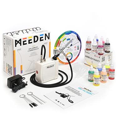 Imagem de MEEDEN Kit Mini Aerógrafo Com Compressor - Compressor De Ar Quite Com 12 Cores X 30Ml Conjunto De Tinta Spray Acrílica Para Pintura De Modelos