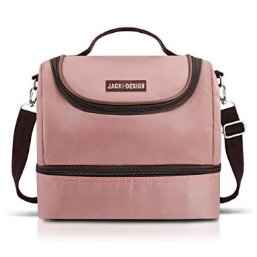 Imagem de BOLSA TÉRMICA MARMITA FITNESS ACADEMIA COM 2 COMPARTIMENTOS E ALÇA AJUSTÁVEL JACKI DEIGN ROSA