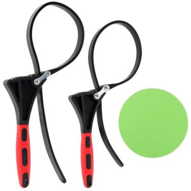 Imagem de Conjunto de 2 chaves de tiras de borracha, chave de filtro de óleo de cinto ajustável com diâmetro grande de 15 cm e 10 cm, para encanadores de tubos, filtro de óleo, abridor de jarras, ferramenta de