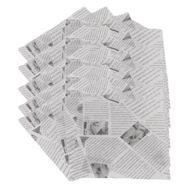 Imagem de Papel para embrulhar sanduíches, 500 folhas de papel para sanduíches, folhas de papel para alimentos à prova de graxa, papel para embrulhar (Impressão branca de jornal)