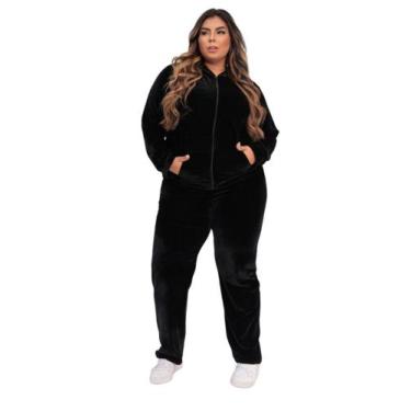 Imagem de Jaqueta Feminina Em Plush Plus Size, Capuz, Bolsos E Zipper - Mileysol