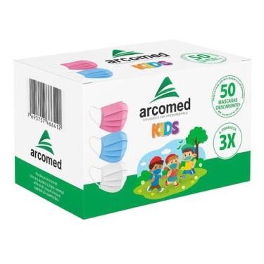 Imagem de Máscara Descartável Infantil Rosa 3 Camadas e Clipe Nasal Segura e Con