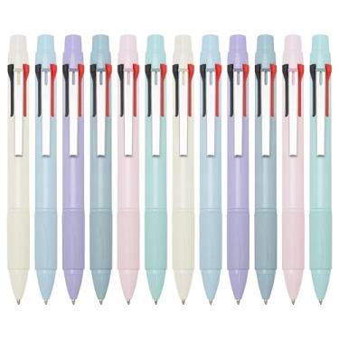 Imagem de Aisibeiger Canetas esferográficas multicoloridas 4 em 1 (1,0 mm) canetas esferográficas sortidas de 4 cores (12 unidades)