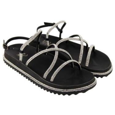 Imagem de Sandalia Papete Ipê Mulato Feminina Brilho Strass Black 15, Preto, 36