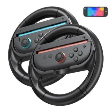 Imagem de innoAura Steering Wheels for Switch 2（2025）, Ergonomic Design-Racing Wheels Family Use Switch 2 Accessories for NS2 Mario Kart World/Mario Kart 8 (2x Black)
