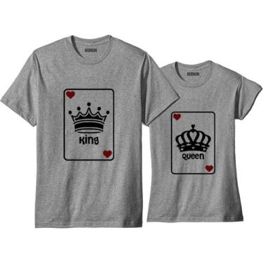 Imagem de Camiseta Para Casal Combinando Rei E Rainha Baralho - LOJA BOBKIN, Cin