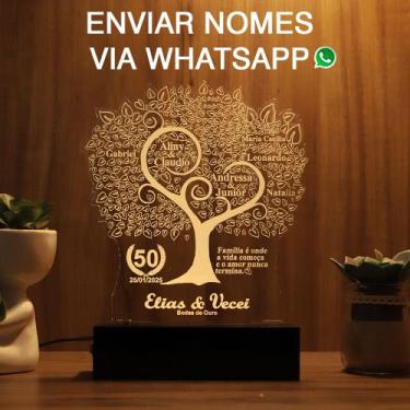 Imagem de Luminária Abajur Árvore Da Vida Bodas LED Amarelo - Bold