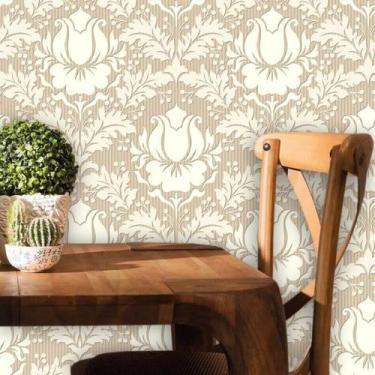 Imagem de Papel de Parede Vinil Autocolante Arabesco Bege e Marrom 270 - Geral