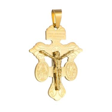 Imagem de COTTVOTT Crucifixo de indulgência de perdão com São Bento e Medalha Milagrosa Tripla Ameaça Crucifixo Criação de Colar Pingente Cruz, Mulheres Homens Católica Pingente Pingente Pingente de Cruz (Cor