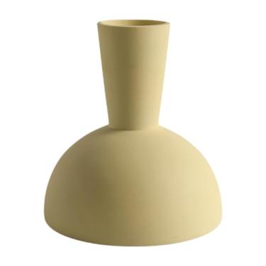 Imagem de XLWLLNJ Vaso de cerâmica para flores, suporte para plantas, arranjo floral multifuncional, vaso de porcelana para mesa, mesa de casa, decoração de corredor, Amarelo