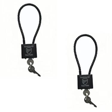 Imagem de Lockforall Fechaduras de cabo de 21,6 cm com chave esportiva de caça, trava segura com chave aprovada pela CA DOJ para pistolas, revólveres, rifles e espingardas, casa, armazenamento e trava de arma