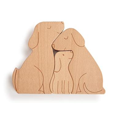 Imagem de DEMDACO One of The Pack Dog 19 x 13 cm Estatueta de madeira infantil Just Us Conjunto de 3 peças