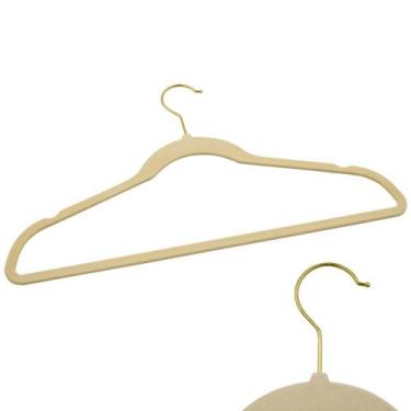 Imagem de Kit 20 Cabides Veludo Bege e Gancho Dourado Antideslizantes - ARBORETH